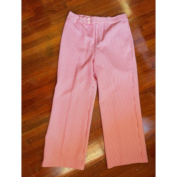 Vintage 70’s Jack Winter Red White Striped Outfit Blouse Pant Set Large Holiday - Picture 3 of 8